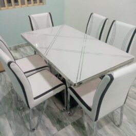 6 Seater Glass Dining Table Set